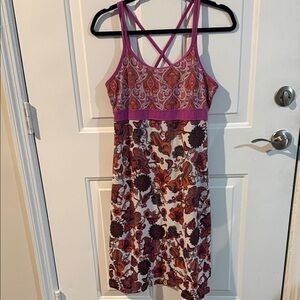 Prana purple Floral Paisley double Racerback Dress Boho quick dry active wear